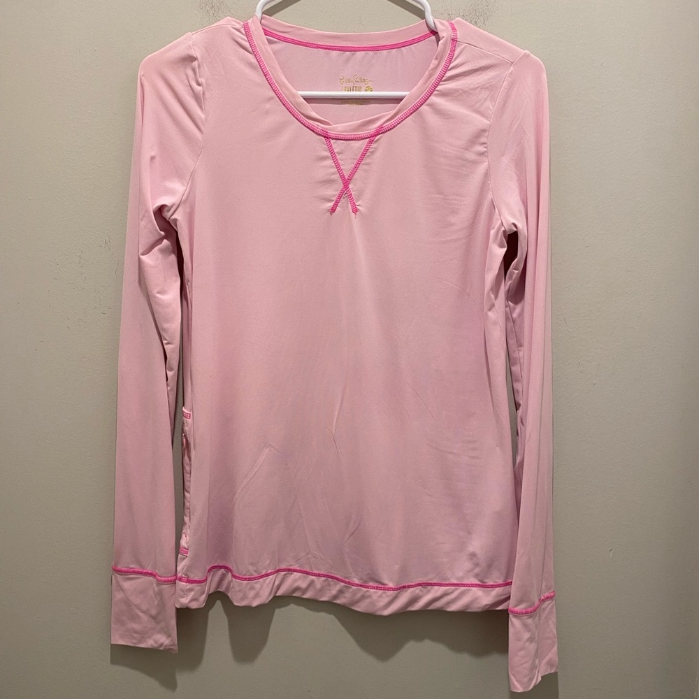 Lilly Pulitzer Luxletic Light Pink Athletic Activewear Top L/S Women’s Size S